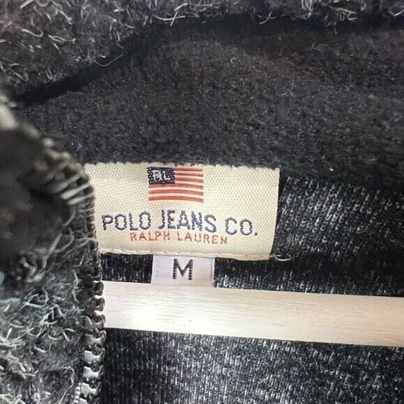 vtg Mens Polo Jeans by Ralph Lauren Zippered Sweater Jacket Size Medium Black - Picture 3 of 3